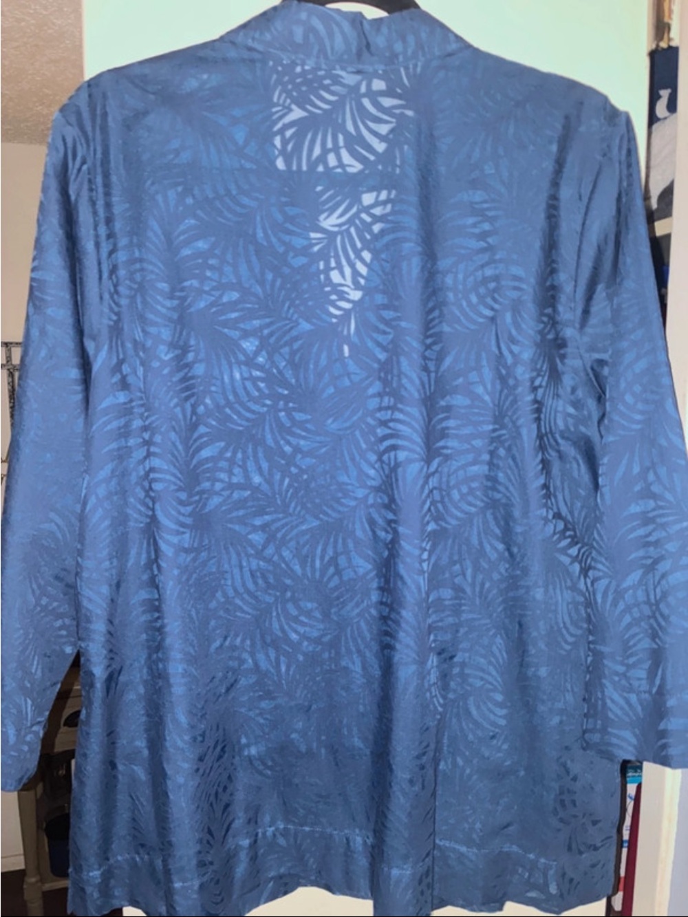 Studio Works Blue Patterned Button-Front Blouse - Picture 4 of 4